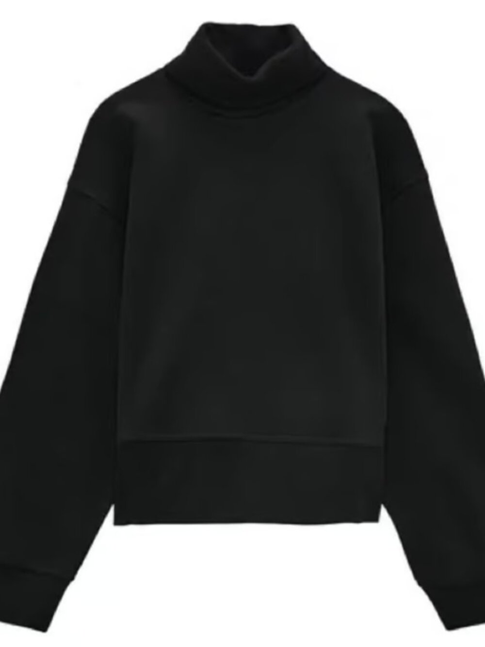 ZARA Black Cowl Neck Fleece Pullover Sweatshirt